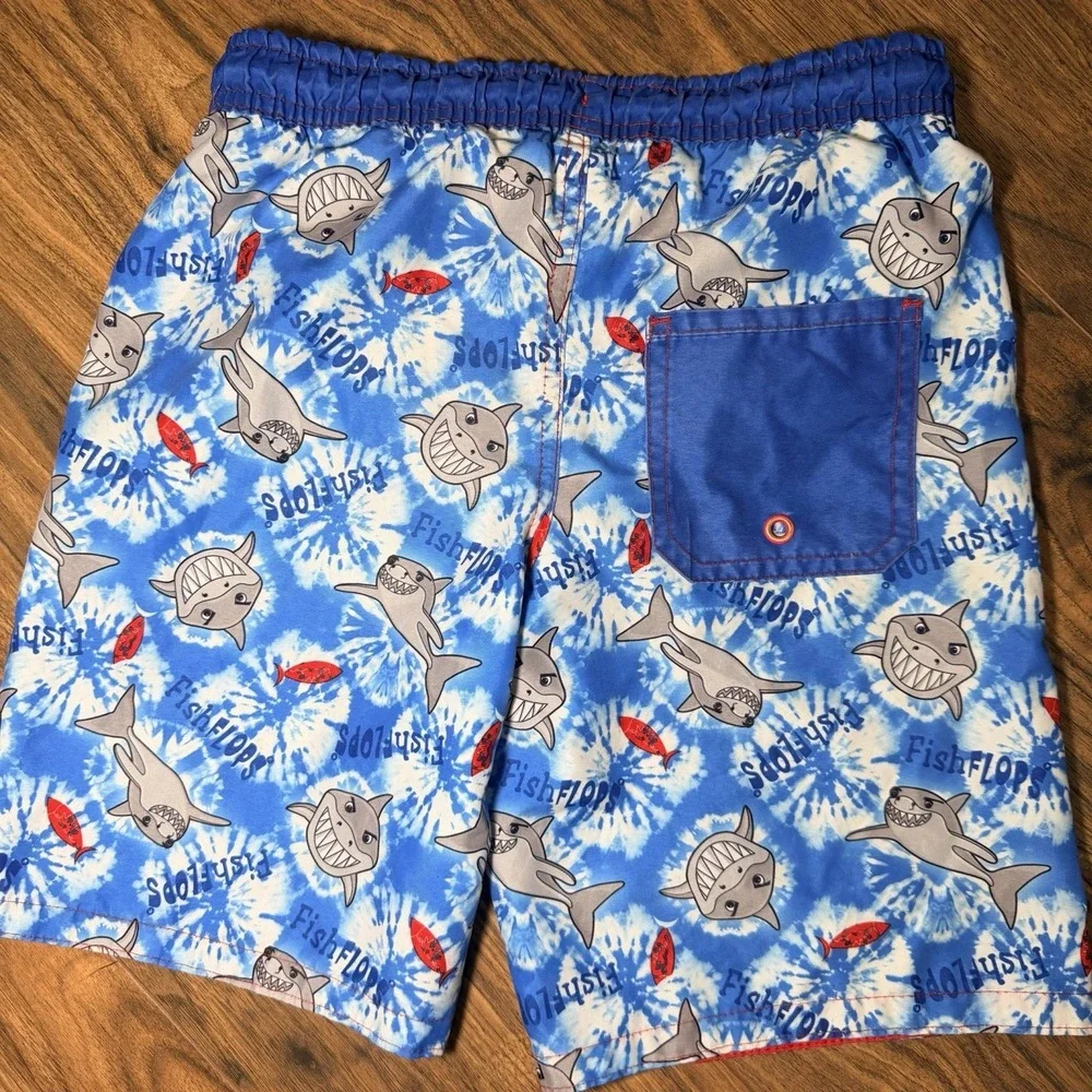 Boys Swim Trunks Lot Size 8 Hurley Sharks Tie Dye Palm Trees